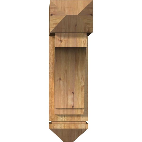 Imperial Arts And Crafts Rough Sawn Bracket W/ Offset Brace, Western Red Cedar, 8W X 24D X 28H